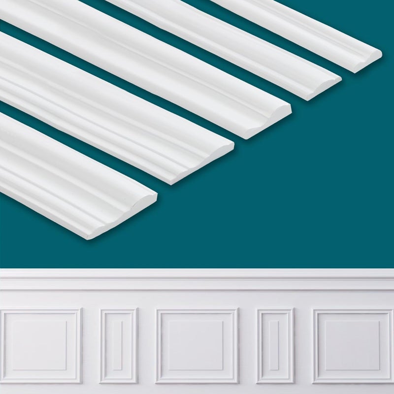 Coengwui Peel and Stick Wall Molding Trim, Lightweight Chair Rail Wainscoting Panel, Finish Strip for Home Decoration (9.8ft x 0.79in) - Image 1
